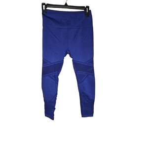 Fabletics Blue Seamless Leggings Women's Size S High Waist Mesh Panel Yoga Pants